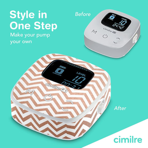 P1 Rose Gold Chevron Skin Decal for Breast Pump Chic Chevron Vinyl Wrap Precision Fit Protective Cover