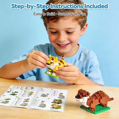 6-12, 12 Pack Packaged FUN LITTLE TOYS Party Favors for Kids Mini Animal Building Blocks, Individually Small Building