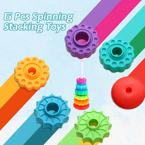 Spinning Stacking Toys - Rainbow Tower, Kids Stackable Spinning Toy for Toddlers, Educational Toy