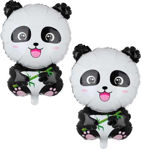 2 Pcs Panda Large Mylar Foil Balloons, Jungle Safari Animals Theme Birthday Party Decorations, Kids Gift Shower Decor