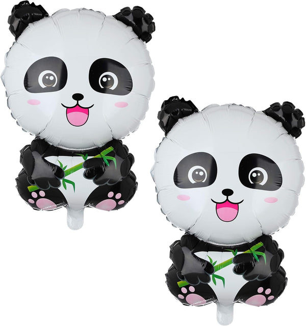 2 Pcs Panda Large Mylar Foil Balloons, Jungle Safari Animals Theme Birthday Party Decorations, Kids Gift Shower Decor