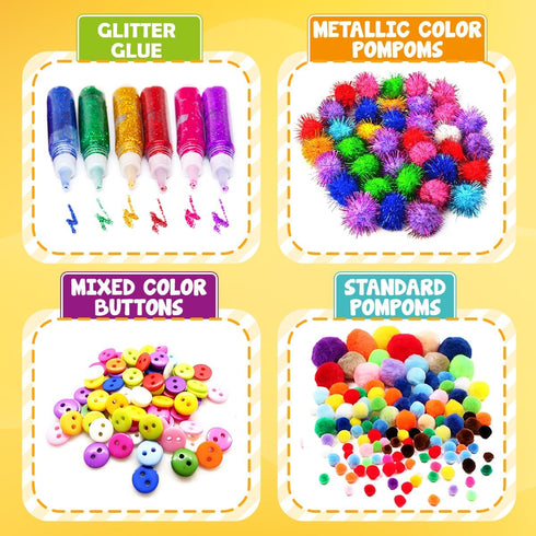 FUNZBO Arts and Crafts Supplies for Kids - Craft Kit with Art Supplies, Preschool Activities, DIY Birthday Gifts for
