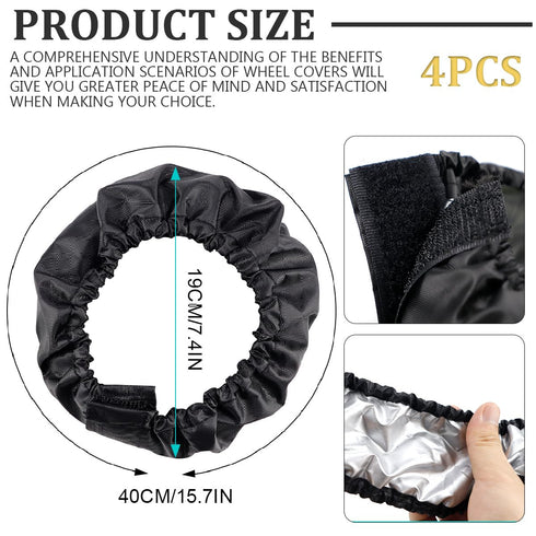 DOERDO 4Pcs Baby Stroller Wheel Cover Protection Covers for Baby Stroller Wheelchair, Black, Large