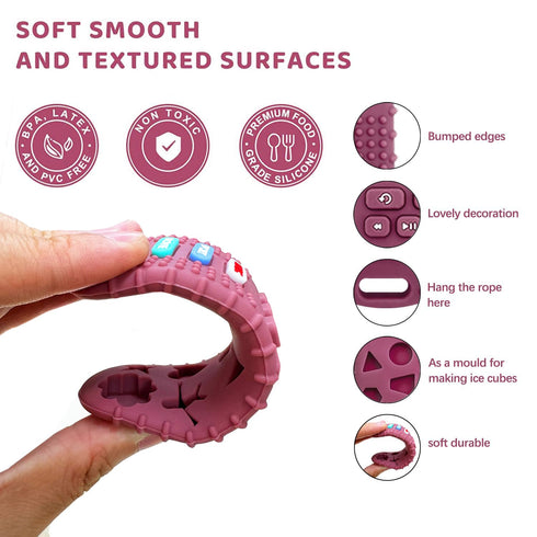 3 Pack 6-12 Silicone Teething Toys - Teething Remote Control for Baby, BPA Free Baby Chew Toys & Easy to Hold Teether