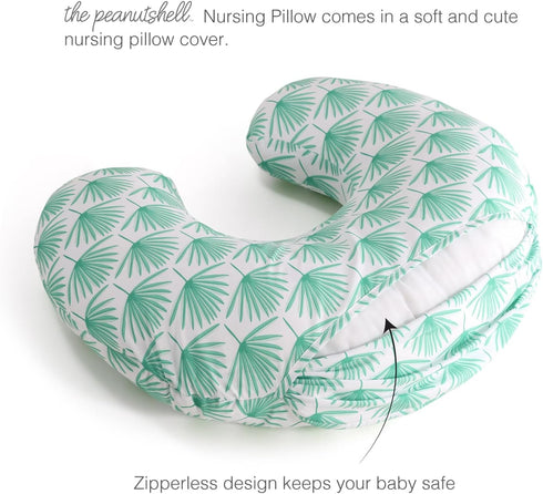 Tummy The Peanutshell Nursing Pillow & Cover - Soft Newborn Nursing Baby Girl or Boy Pillow Covers, Supportive