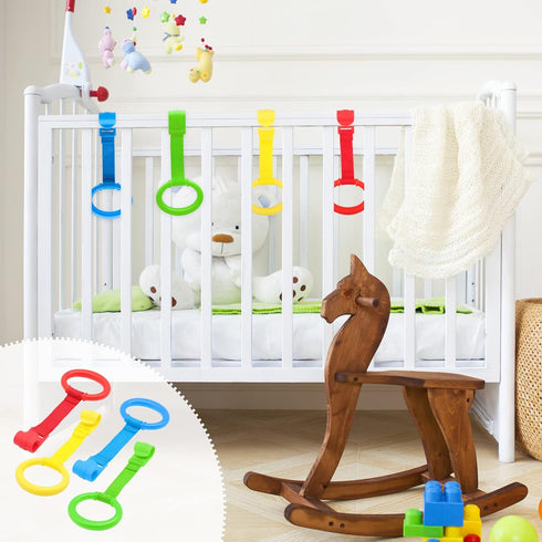 KALAMANDA 8 Pcs Baby Playpen Pull Up Rings, Pull Up Handles Standing Walker Crib Pull Rings for Toddler Kids Children