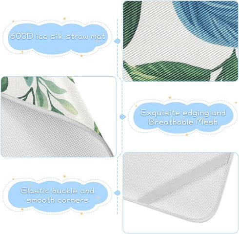 SyXIOP 28" 52" Vintage Floral Motifs Green Leaves Cooling Baby Waterproof Crib Mattress Protector x Reusable Bed Pads