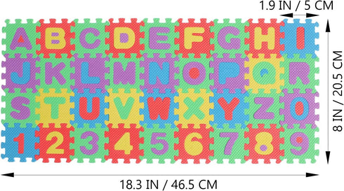 36Pcs Mini Number Alphabet,Toddle Alphabet Puzzle Table Mat for Learning, Baby Foam Play Mat for Early Childhood