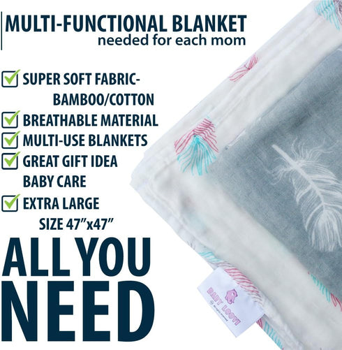 (2) BABY LOOVI muslin swaddle blanket