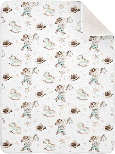 KICPOAY Western Cowboy Baby Swaddle Blanket for Boys and Girls, Muslin Baby Receiving