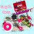 Playset 2 3 4 5 6 7 8 Kid Toy Grill, BBQ Grill with Light Sound, Smoke Effect and Wheels, Pretend Food, Little Chef
