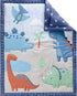 Set 3 Set Blue Dinosaur Crib Bedding for Baby Boy, Pieces Nursery Including Quilt/Fitted Sheet/Crib Skirt