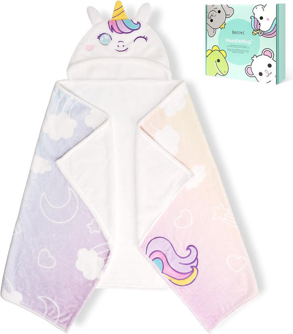 HECCEI Toddler Hooded Bath Towel Soft Absorbent Baby Bath Cape for Girls