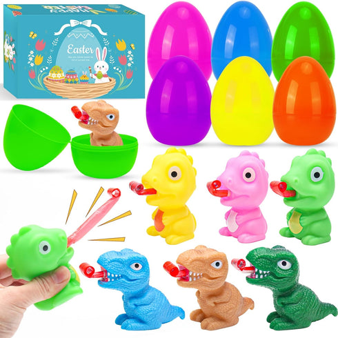 Easter Dinosaur Toys for Kids, 6 Pack Filled Easter Egg with Dinosaur