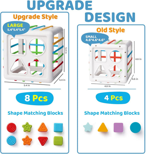 LiKee Ultra-Large Shape Sorter Baby Toys Include 8pcs Sensory Pieces, Toddler Toys for Age 1-2 Boys Girl Birthday, Infant Montessori Toys Bins for One+ Year Old Activity Learning Fine Motor Skill