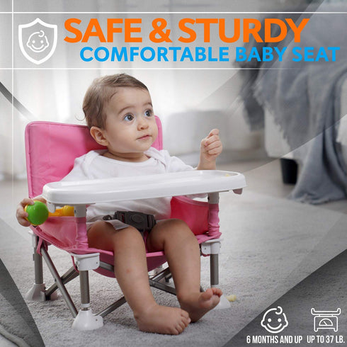SereneLife Baby Seat Booster -Space Saver Toddler Booster Seat - Portable Pop and open Sit Folding Booster Feeding