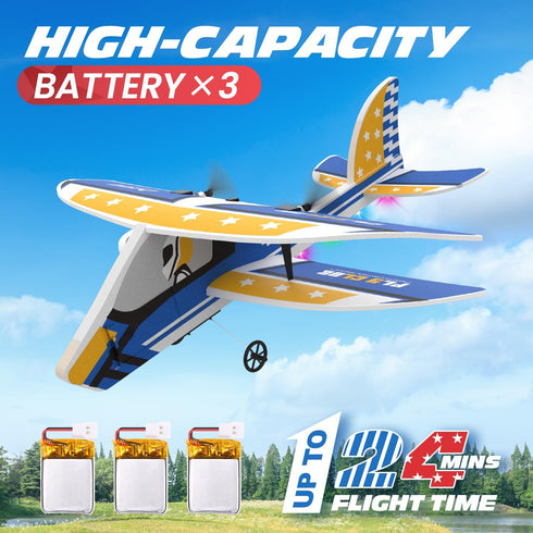2.4GHZ 3 6-axis 2CH DEERC RC Plane, Remote Control Airplane W/ Batteries & Gyro Stabilizer, RTF RC Glider Toy