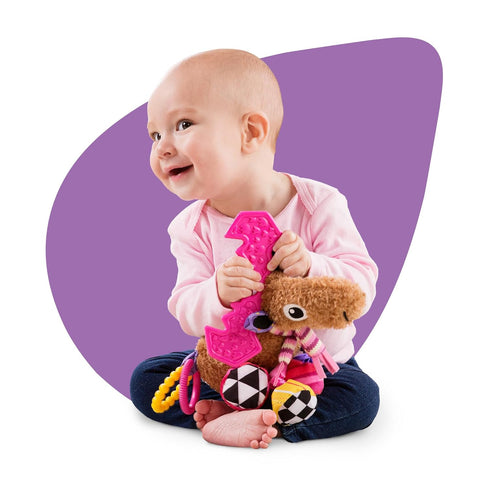 Lamaze Muffin the Moose Clip On Car Seat & Stroller Toy, Soft Baby Hanging Crinkle Toy