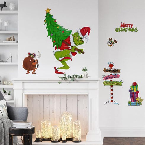 Yovkky Merry Christmas Wall Decals Stickers, Holiday Max Dog Decor for Kids Boys Girls Bedroom Art Gift