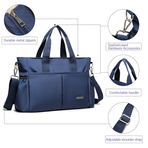 Mommy ROYALFAIR Diaper Bag Tote Bag for Toddler Messenger Tote Diaper Bags Purse with Stroller Hook (Medium,Navy Blue)