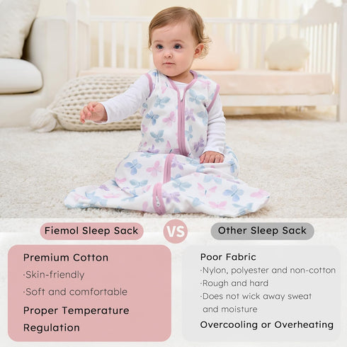 6-12 100% 0.5 1 Pack Baby Sleep Sack months, Cotton Sleep Sack for Newborn, Wearable Blanket Baby, Tog Lightweight