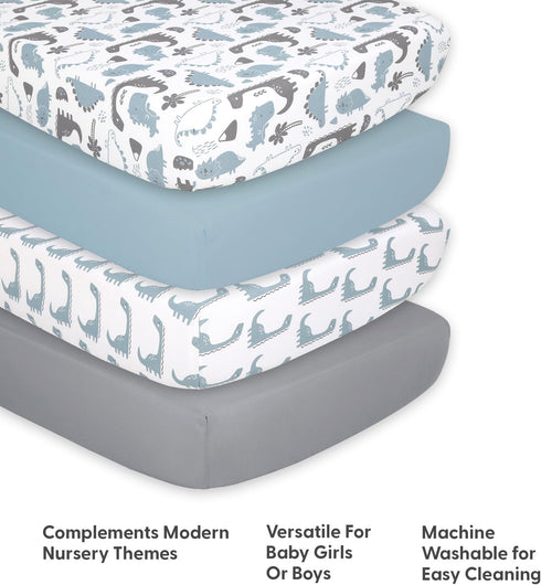 4-Pack Set The Peanutshell Fitted Crib Sheet - Super Soft & Breathable Baby Boy Crib Sheets, Nursery Decor, Fit