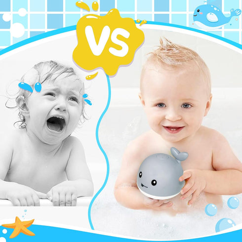 TFS TOP·FANS Baby Whale Bath Toy: Light Up Fountain for 6-12 Months Old, Bathtub Sprinkler Water Toys for Toddlers