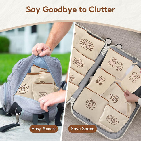 Mini Nomad 7PCs Packing Diaper Bag Organizer Pouches for Baby Kids Travel Essential Storage, Large Waterproof