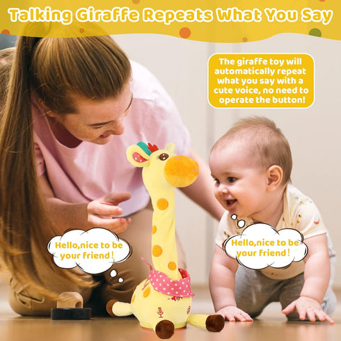 Emoin Giraffe Stuffed Animal Baby Toys, Singing Giraffe with 10 Children's Songs, Light Up Toys, Gifts for Toddlers 1-3