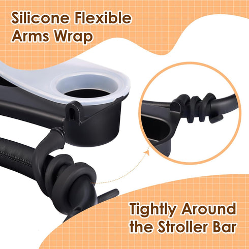 Upgrade Universal Stroller Snack Tray-Compatible with Nuna Uppababy Bugaboo,Stroller Cup Holder Tray with Silicone Arms