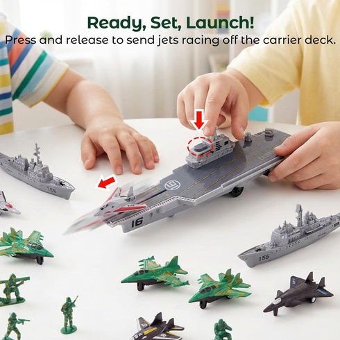 3 27PCS Set, Set otters Aircraft Carrier Toy Army Men Military Battle Group Plastic Military Toy Aircraft Carrier