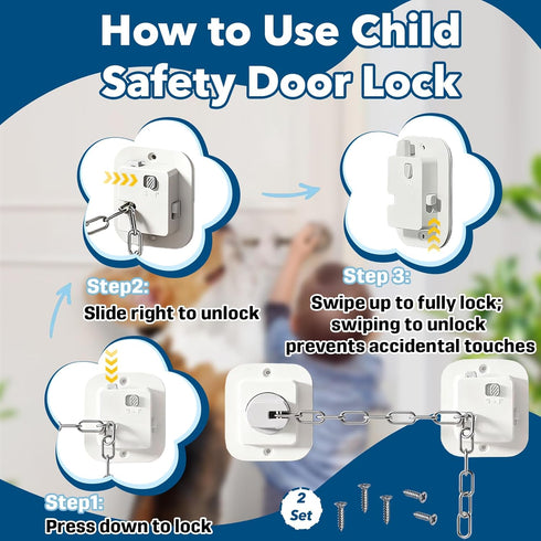 Hyparade 3M Child Proof Door Locks, No-Drill Adjustable Baby Safety Locks with Strong Adhesive, Ideal