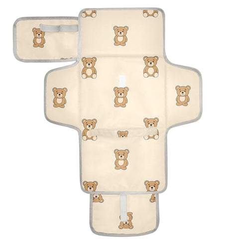 VEKELEE Cute Bears Portable Diaper Changing Pad for Baby, Waterproof & Foldable Changing