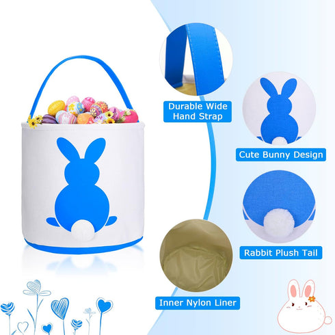 12 Jexine Pcs Easter Bunny Basket Bags Bulk for Kids Gift Bucket Easter Eggs Hunt Basket with Handle Rabbit Fluffy