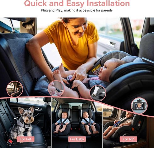 VSSTECH 5 Inch 360 Baby Car Camera & Rear-Facing Infant Monitor with IR Night Vision, Rotatable, Simple Backseat