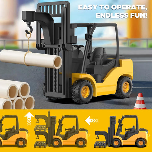 9-Channel 1:18 100-Minute, 2026 Remote Control Forklift Truck Scale Construction Toy, Realistic Sounds, High-Grip