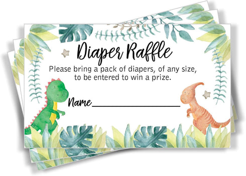 All Ewired Up 50 Dinosaur Diaper Raffle Tickets, Baby Shower Invitations, Supplies and Games for Baby Reveal Party
