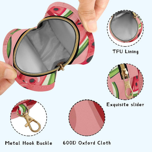 YETTASBIN Watermelon Portable Pacifier Holder Case with Metal Hook Buckle & Zipper for Diaper Bag and Stroller