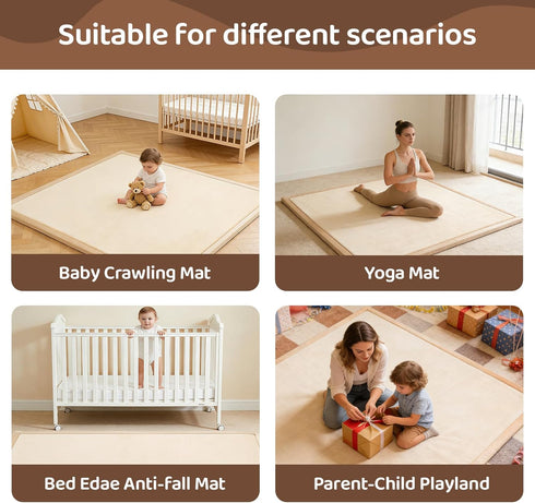 1.3 Inch Tummy 5050 Inch Baby Play Mat for Floor, Thick Memory Foam Time Mat with Non Slip Backing, Soft Coral Velvet