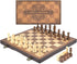 AMEROUS Magnetic Wooden Chess and Checkers Game Set, 15 Inches, 2 Extra Queens, Gift Package