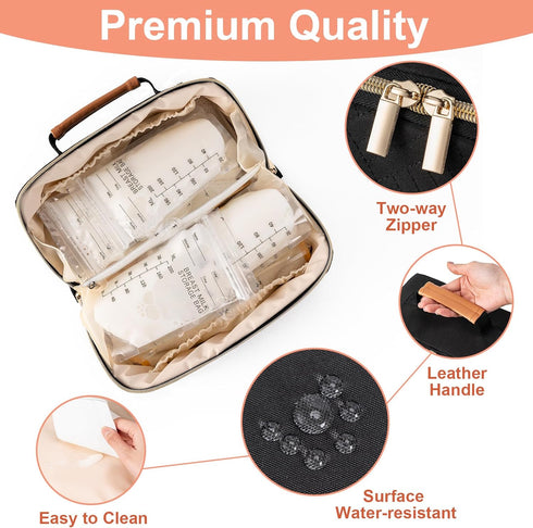 Pack, 6 Breastmilk Cooler Travel Bag with Ice Portable Insulated Breast Milk Cooler Bag Fits Bags of Breastmilk