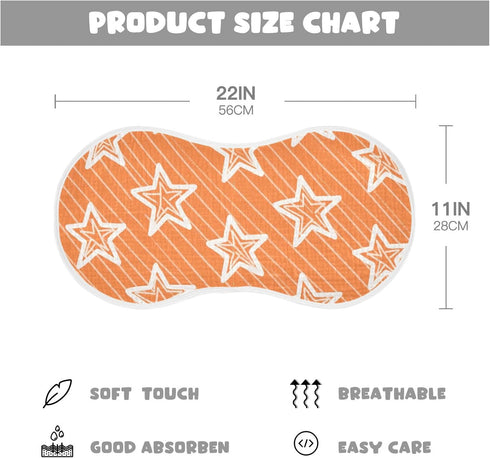 tplaotee 22x11in Orange Stars Cotton Large Burp Cloths for Baby Good Absorbent? Baby wash Cloth for Gender Neutral