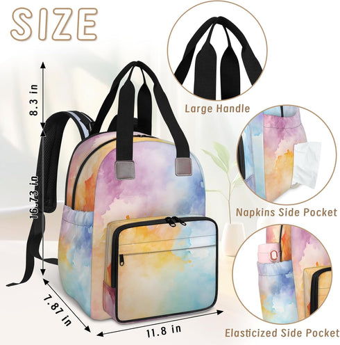 Shoblo Backpack Color Tie Dye Diaper Bag for Travel, Waterproof Diaper Bag with Insulated Bottle Pockets & USB Port