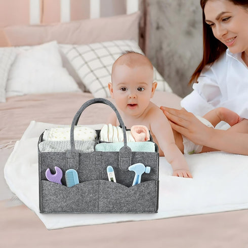 PandaEar Baby Diaper Caddy Organizer for Baby Boy Girl, Portable Travel Diaper Organizer Nursery Caddy Basket for Baby Stuff, Collapsible Baby Organizer with Divided Design by PandaEar