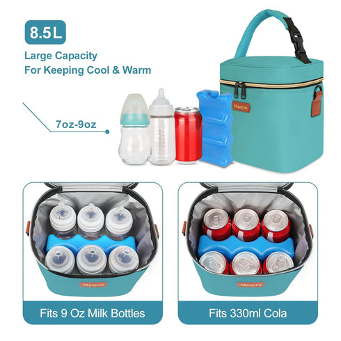 Pack, 6 9 Breastmilk Cooler Bag with Ice Mancro Insulated Baby Bottle Tote Bag Fits up to Bottles of up to Ounces, Baby
