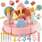 HERSITY Wooden Birthday Cake Play Set, Wooden Food for Play Kitchen Toy