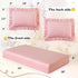 3 Set KKJIAF Piece Toddler Sheet Microfiber, Includes a Flat Sheet, a Fitted Sheet and a Ruffle Pillowcase, Light Pink