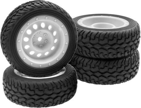ShareGoo 75mm RC Rally Car Tires and Plastic Wheel Rims, Compatible with Traxxas Tamiya HSP HPI Kyosho 1/10 RC Cars