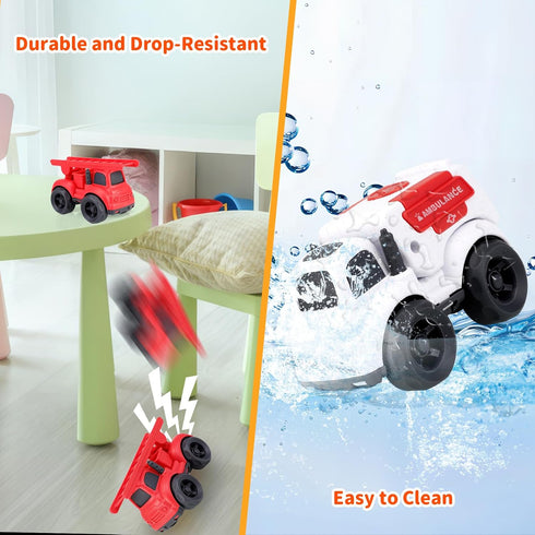 2 3 3 1 2-4, Toddler Toy Cars for Year Old Boy, in Police Car Firetruck Toys and Ambulance for Toddlers, BPA Free