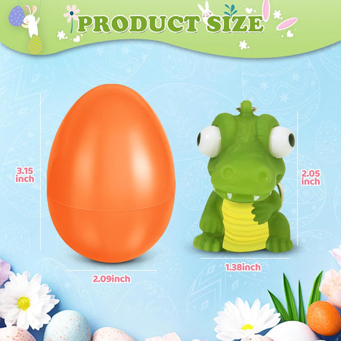 24 Pack Prefilled Easter Eggs with Animal Popping Eyes Toys, Squeeze Toys with Popping Eyes for Easter Hunt, Basket